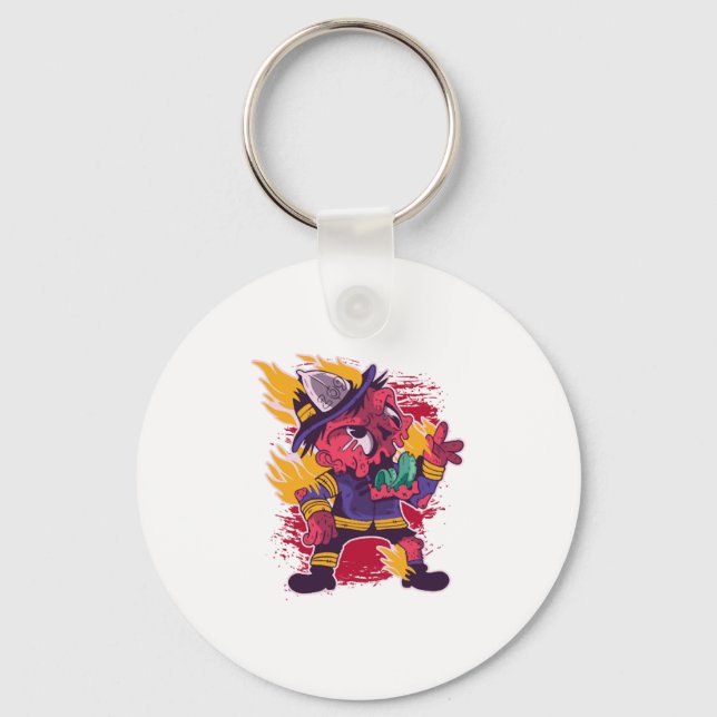 Halloween Happy Halloween Firefighter Costume Keychain (Front)