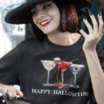 Halloween Happy Hallowtinti Cocktail Martini T-Shirt<br><div class="desc">This design may be personalized in the area provided by changing the photo and/or text. Or it can be customized by clicking Personalize this Template and then choosing the click to customize further option and delete or change the colour of the background, add text, change the text colour or style,...</div>