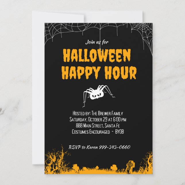 Halloween Happy Hour Invitation - Customizable (Front)
