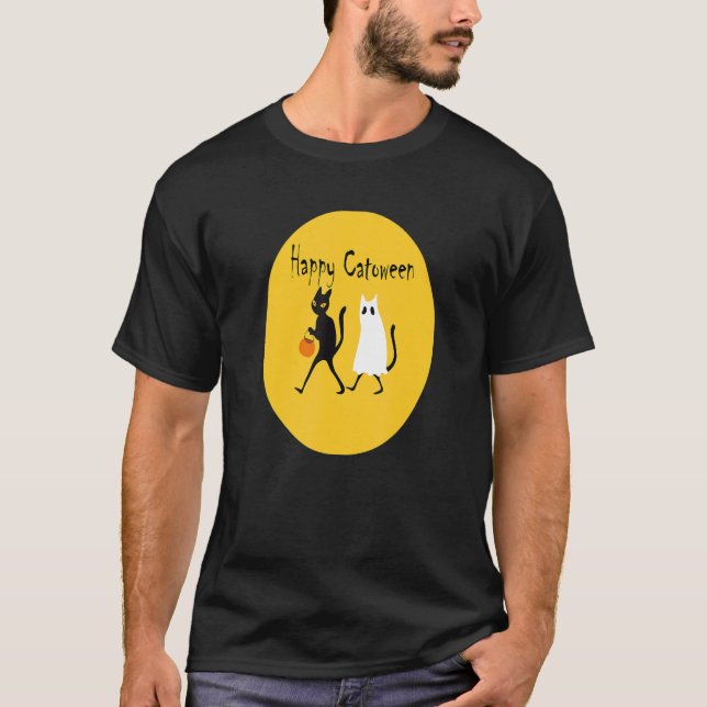 Halloween happy  sarcastic Halloween cat T-Shirt (Front)