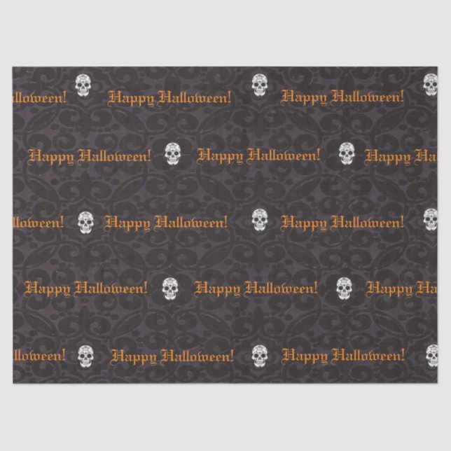 Halloween Happy Skulls Tissue Paper (Front)