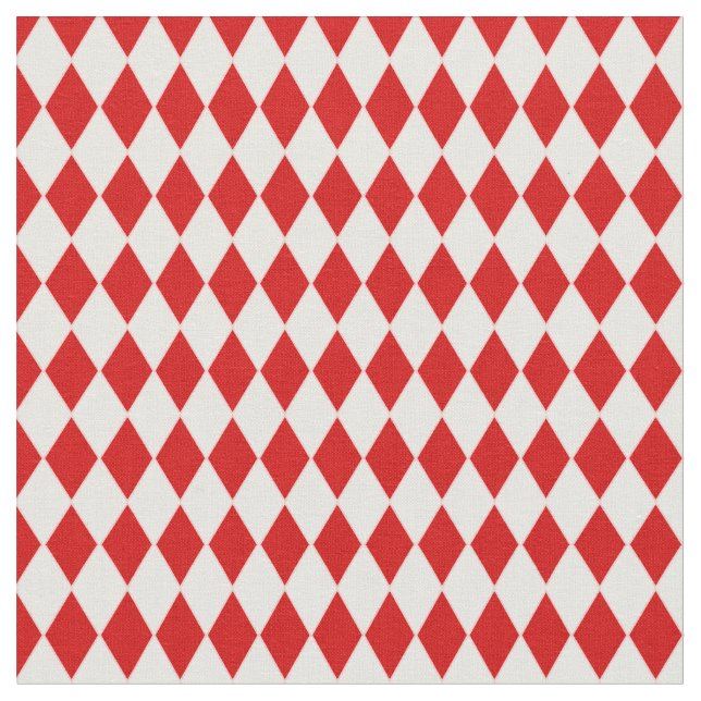 halloween harlequin red white jester fabric (Close Up)