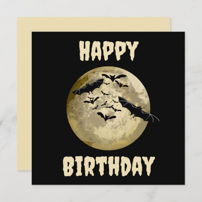 Halloween Harvest Full Moon And Night Flight Bats Card (Front/Back)