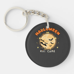 Halloween Has Come Retro Full Moon Bats Spooky Ke Keychain