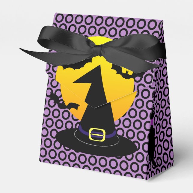 Halloween Hat In The Moonlight Favor Box (Front Side)