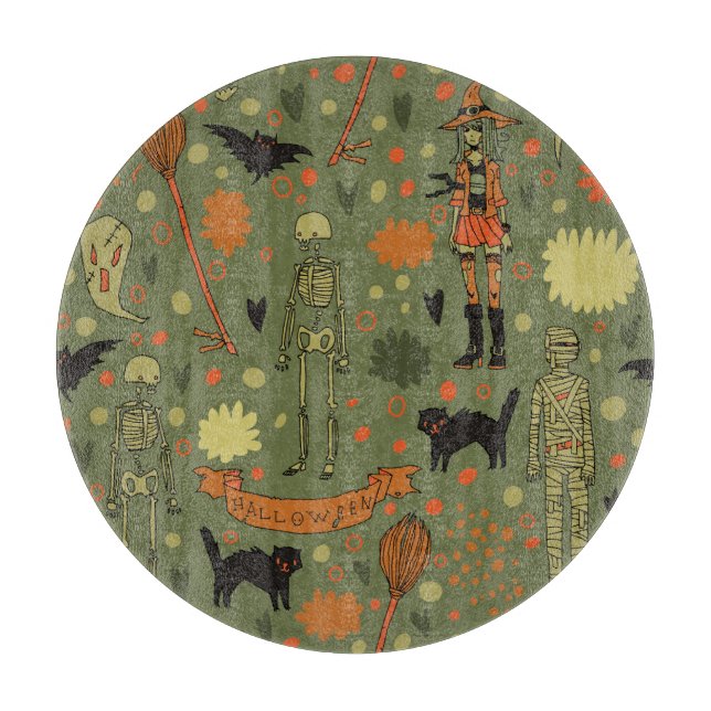Halloween Haunt: Spooky Vintage Mix Cutting Board (Front)