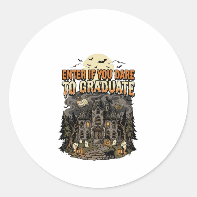 Halloween Haunted Academy Night Classic Round Sticker (Front)