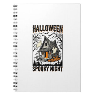 Halloween Haunted Cabin Scary Night Vintage Art Notebook