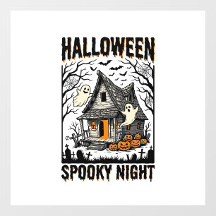 Halloween Haunted Cabin Scary Night Vintage Art Window Cling