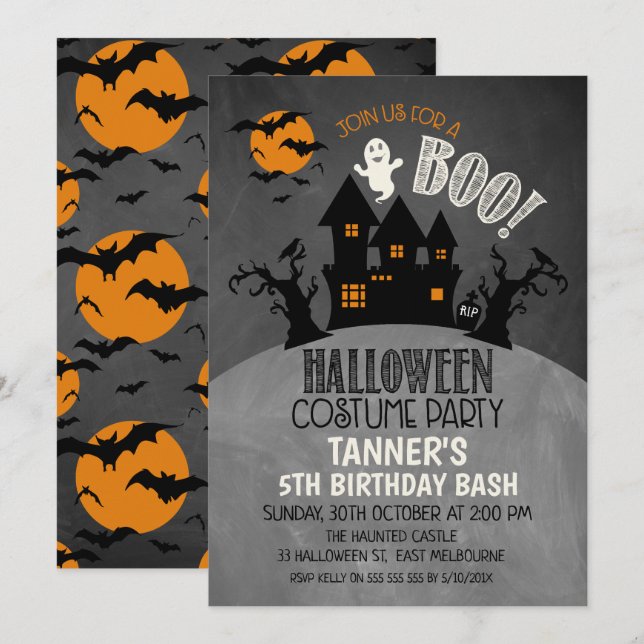 Halloween Haunted Castel Anniversaire Invitation (Devant / Derrière)