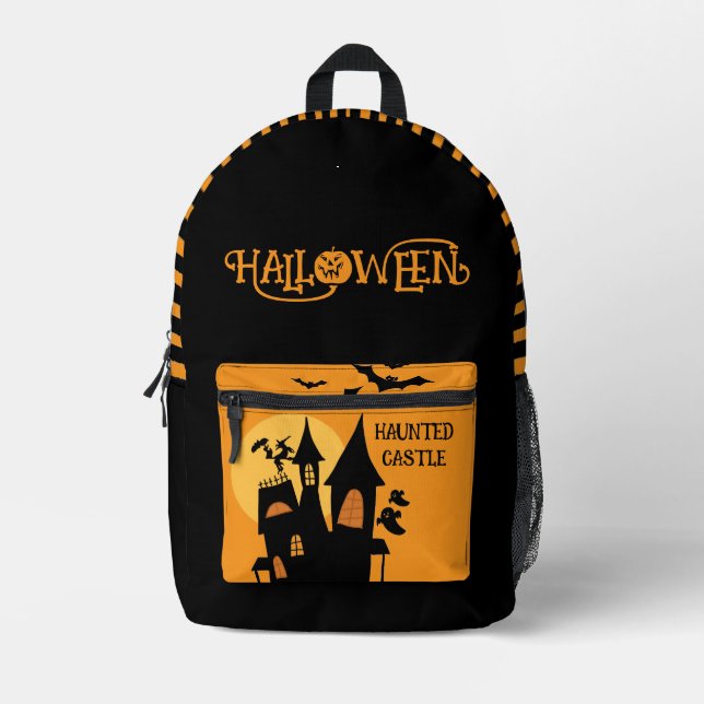 Halloween Haunted Castle , Scary Printed Backpack (Front)
