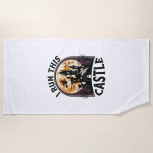 Halloween Haunted Castle Witch Moon Vintage Shirt_ Beach Towel