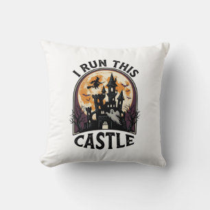 Halloween Haunted Castle Witch Moon Vintage Shirt_ Throw Pillow