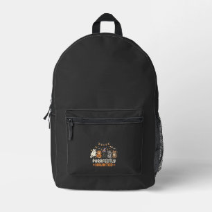 Halloween Haunted Cat Crew Printed Backpack