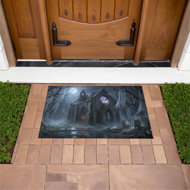 Halloween Haunted Chapel Doormat (Outdoor)