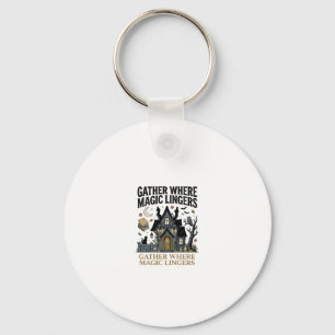 Halloween Haunted Cottage Gathering Keychain