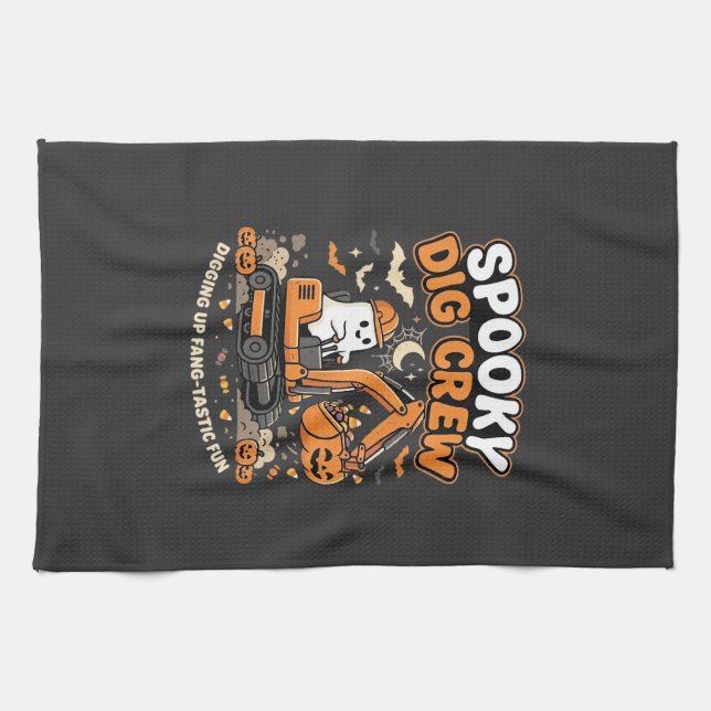 Halloween Haunted Dig Crew Kitchen Towel (Horizontal)