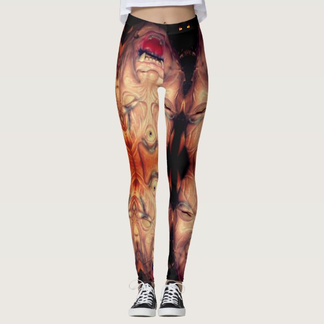 HALLOWEEN HAUNTED FACE LEGGINGS (Front)