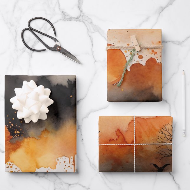 Halloween Haunted Forest Costume and Cocktail  Wrapping Paper Sheet (Front)