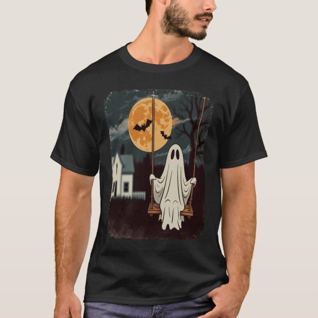Halloween Haunted Ghost Swing T-Shirt (Front)