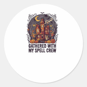 Halloween Haunted Harvest Gathering Classic Round Sticker