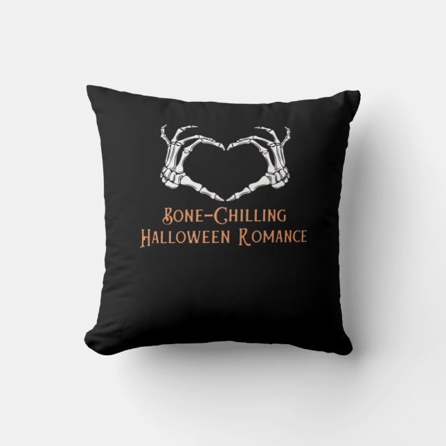 Halloween Haunted Heart Skeletal Bone Chilling Cla Throw Pillow (Front)