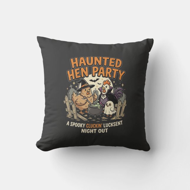 Halloween Haunted Hen Party Throw Pillow (Front)