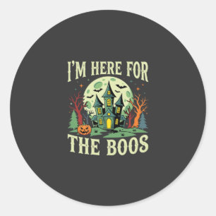 Halloween Haunted House and Pumpkin Boos Classic Round Sticker
