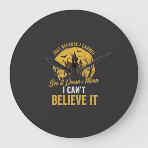 Halloween Haunted House Believe It Design_1 Large Clock