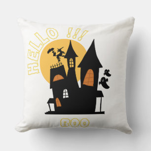 Halloween Haunted house boo t-shart Throw Pillow