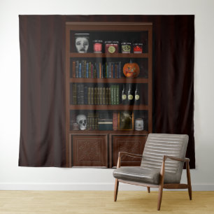 Halloween Haunted House Bookshelf  Tapestry