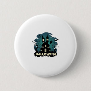 Halloween Haunted House Clock Tower Bats Ghost_1 2 Inch Round Button