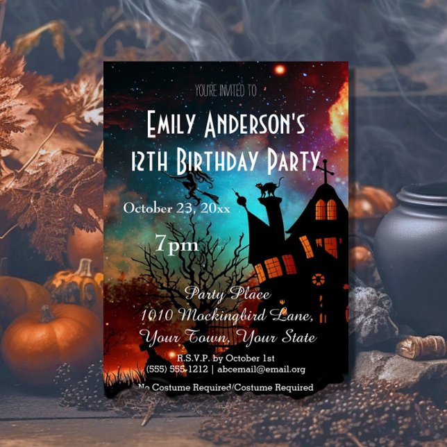 Halloween Haunted House Cosmic Birthday Invitation (Creator Uploaded)