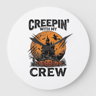 Halloween Haunted House Creepin With My Crew Shirt Large Clock