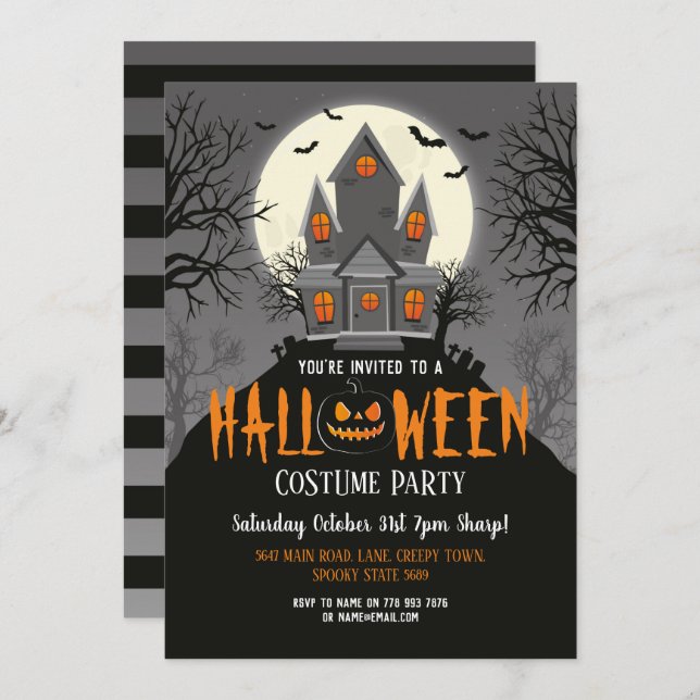 Halloween Haunted House Creepy Party Invite (Front/Back)