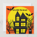 Halloween Haunted House Custom Invitation<br><div class="desc">Having a Halloween party or Halloween birthday party? You'll love our colourful black silhouette on orange and yellow Halloween party invitations that are easy to customize with your party specifics!</div>