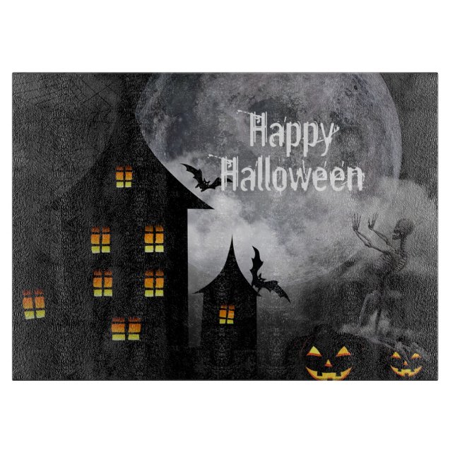 Halloween Haunted House Cutting Board (Front)