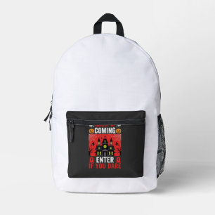 Halloween Haunted House Enter If You Dare Printed Backpack