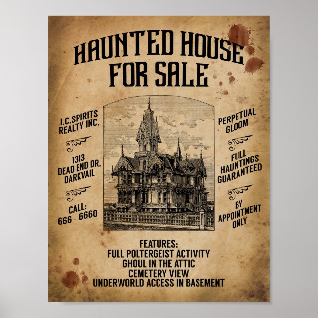 Halloween Haunted House For Sale Poster (Front)