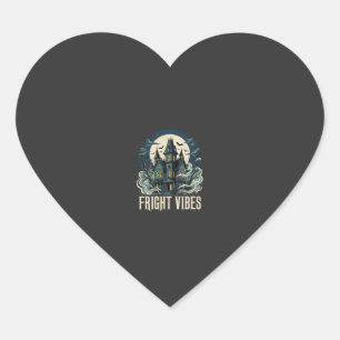 Halloween Haunted House Fright Vibes Design Heart Sticker