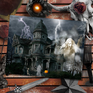 Halloween Haunted House Get Out While You Can Postcard