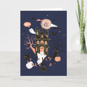 Halloween Haunted House Greeting Card
