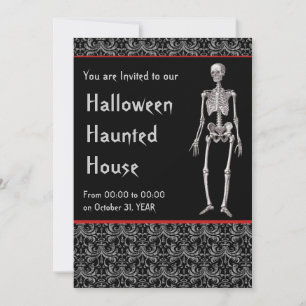 Halloween Haunted House Invitation with Skeletons