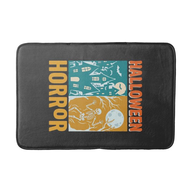 Halloween Haunted House Moon Skeleton Design_1 Bath Mat (Front)