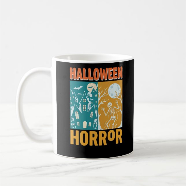 Halloween Haunted House Moon Skeleton Design_1 Coffee Mug (Left)