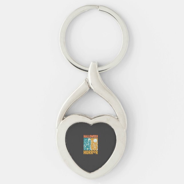 Halloween Haunted House Moon Skeleton Design_1 Keychain (Front)