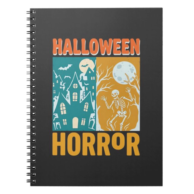 Halloween Haunted House Moon Skeleton Design_1 Notebook (Front)