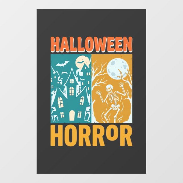 Halloween Haunted House Moon Skeleton Design_1 Window Cling (Sheet)