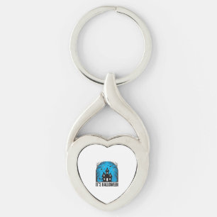 Halloween Haunted House Moon Vintage Engraving Des Keychain