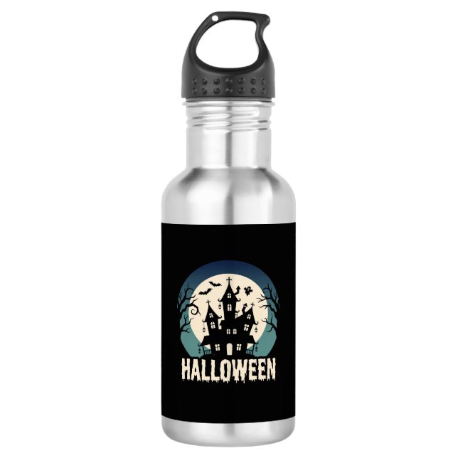 Halloween Haunted House Moonlight Vector 532 Ml Water Bottle (Front)